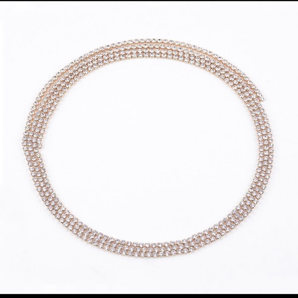 Long Rhinestone Choker Crystal Luxury Collar Choker Necklac - Picture 3 of 6
